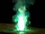 Barium burns bright green